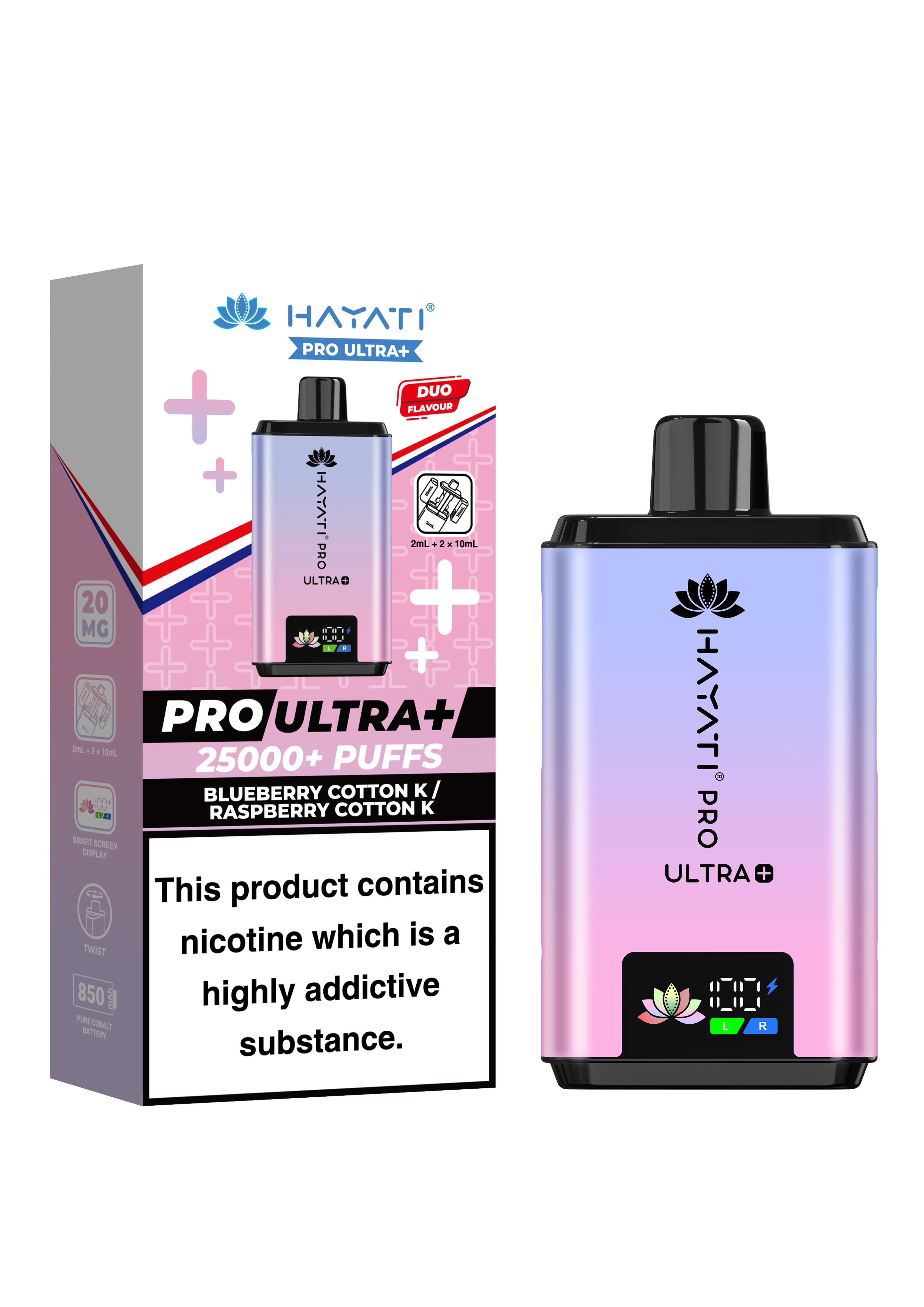 BLACKCURRANT COTTON K/BLUE RASPBERRY - HAYATI PRO ULTRA 25K