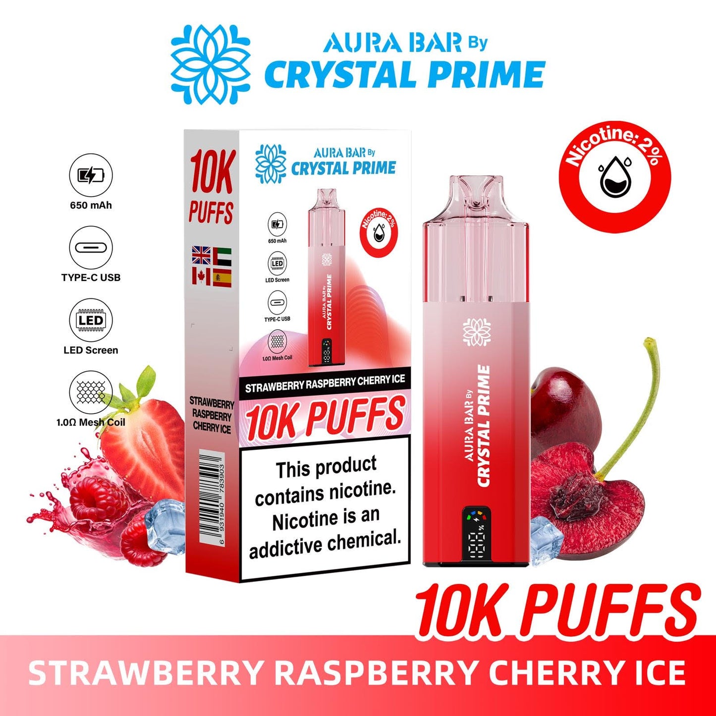 STRAWBERRY RASPBERRY CHERRY ICE - CRYSTAL PRIME 10K