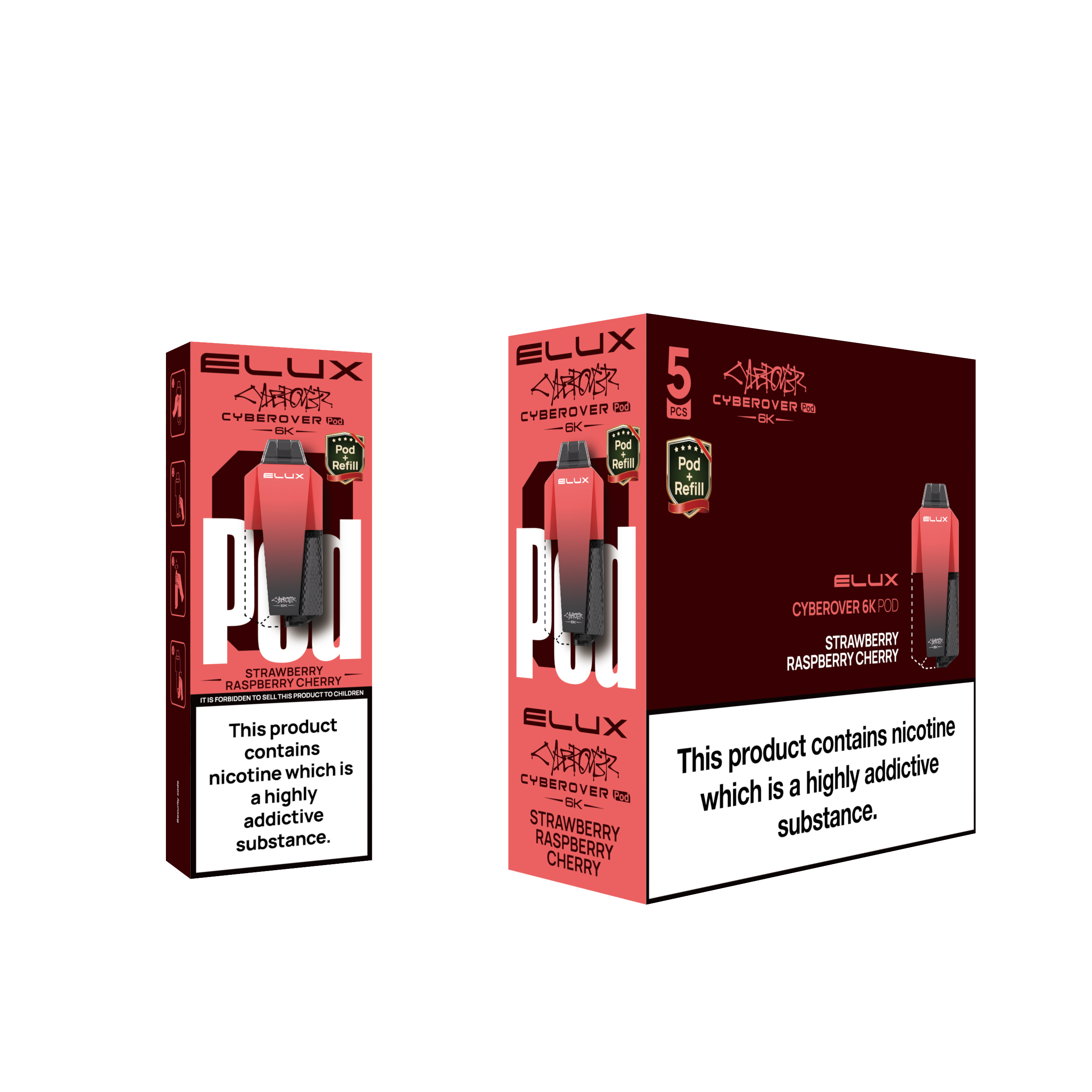 STRAWBERRY RASPBERRY CHERRY - ELUX CYBEROVER 6K PODS